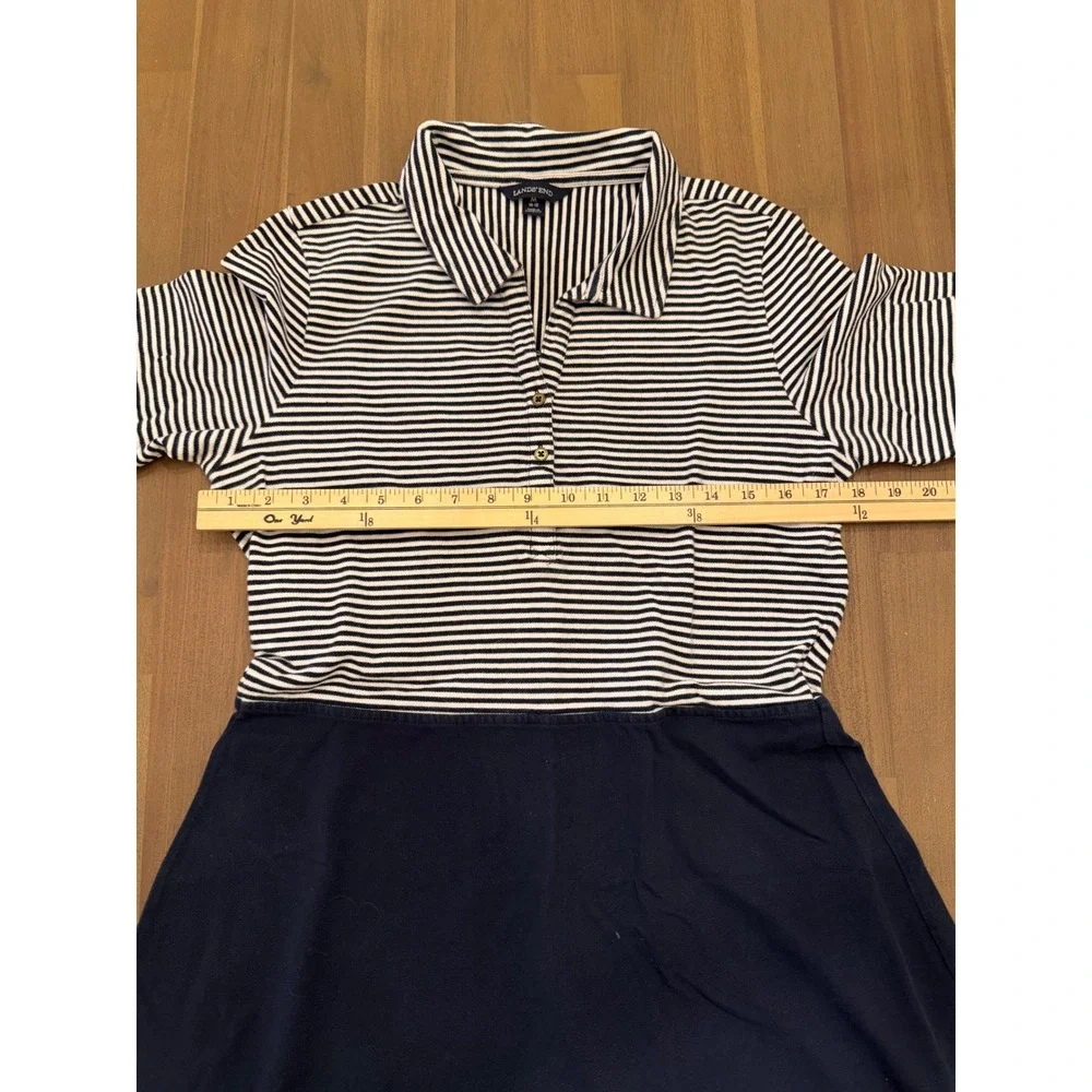 Lands End Womens Navy White Striped Polo Dress Short Sleeve Nautical Preppy - Picture 5 of 6